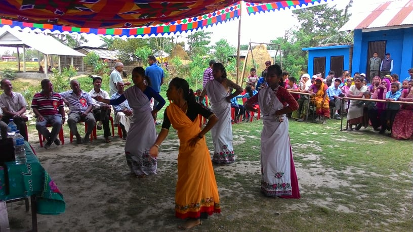 Girls dancing at the school festival